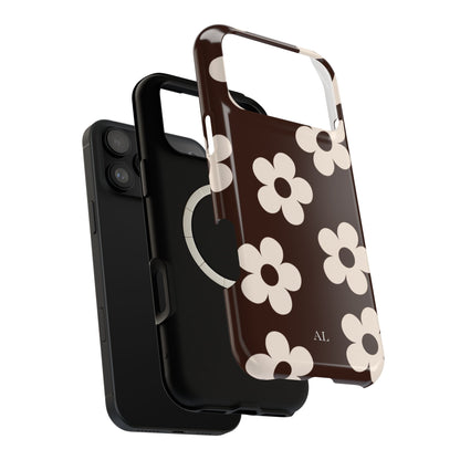 Custom Initials Cocoa Flowers iPhone Case