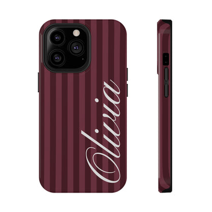 Custom Burgundy Stripes iPhone Case