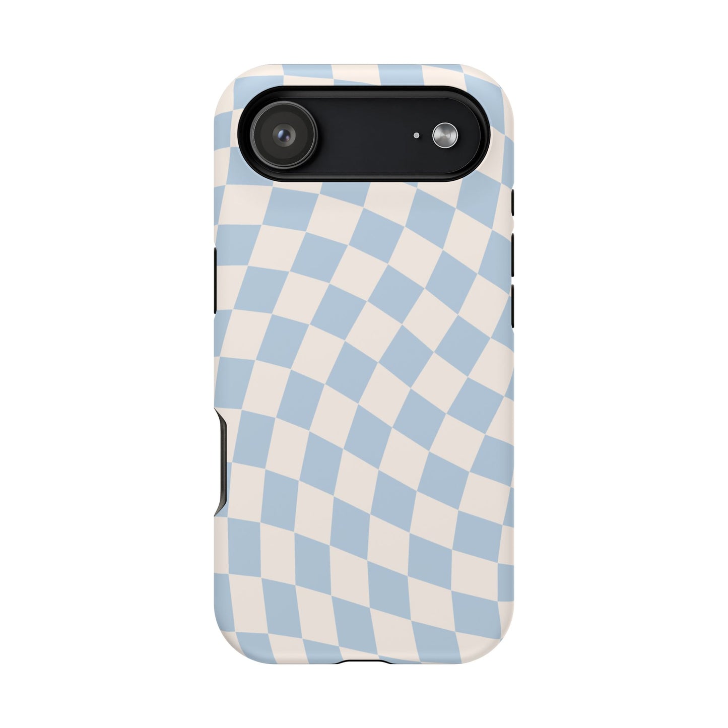 Blue & Beige Wavy Checkered iPhone Case