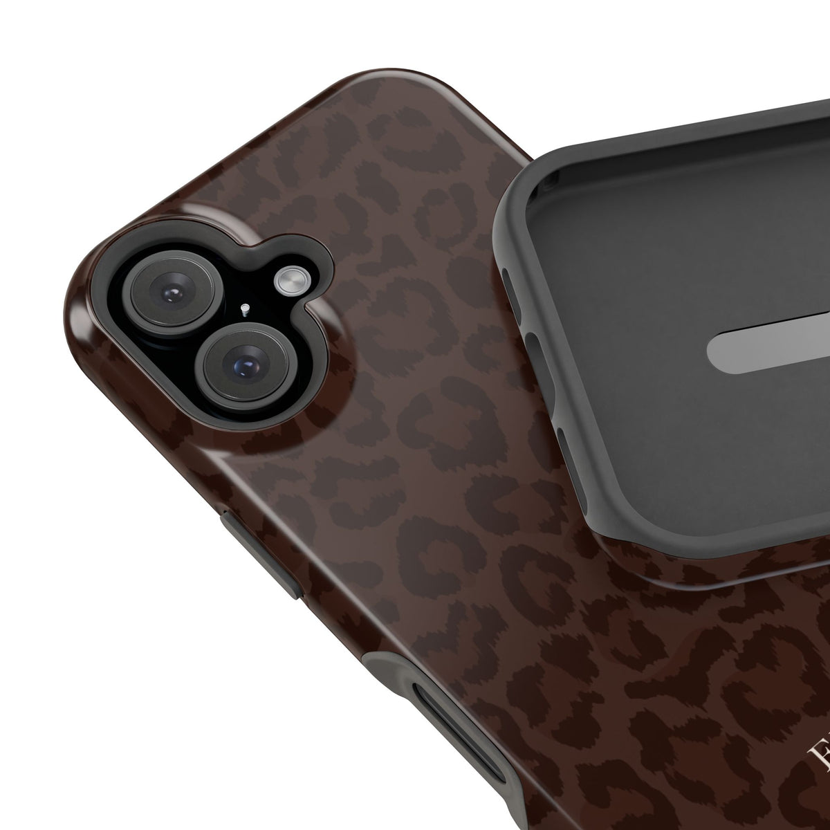 Custom Initials Mocha Leopard iPhone Case