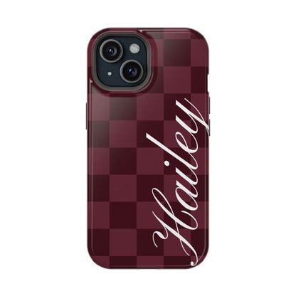 Custom Burgundy Checkered iPhone Case