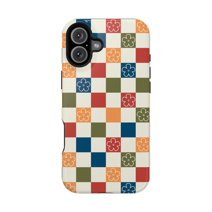 Vintage Flowers Checkered iPhone Case