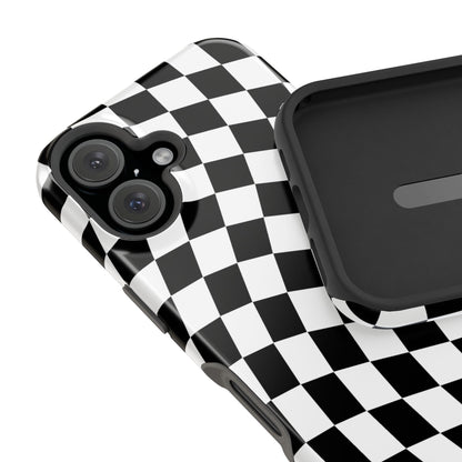 Black Wavy Checkered iPhone Case