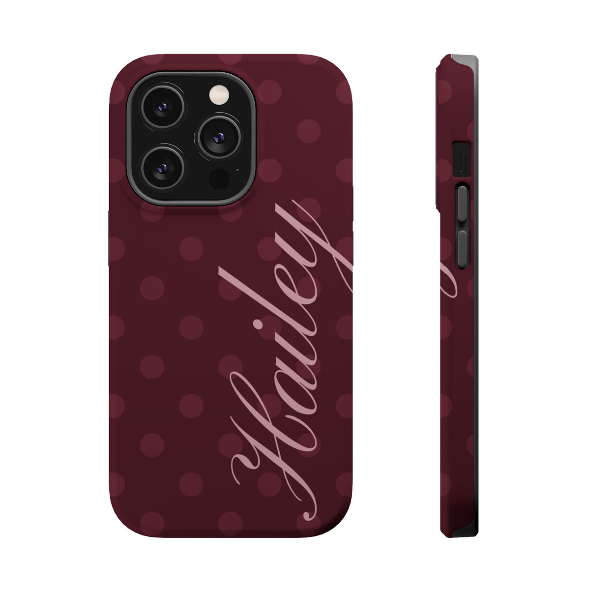 Custom Burgundy Polka Dots iPhone Case