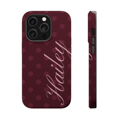 Custom Burgundy Polka Dots iPhone Case