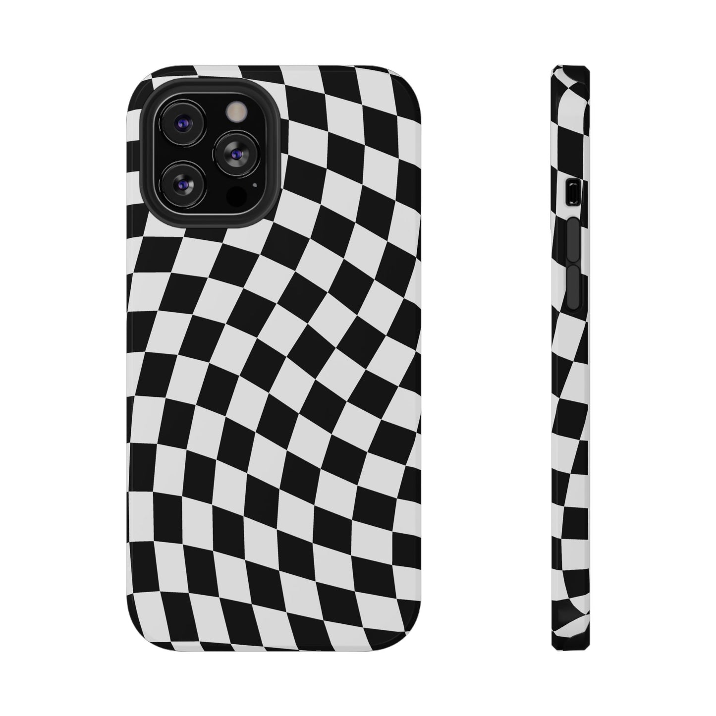 Black Wavy Checkered iPhone Case
