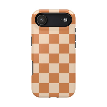 Dark Orange Checkered iPhone Case