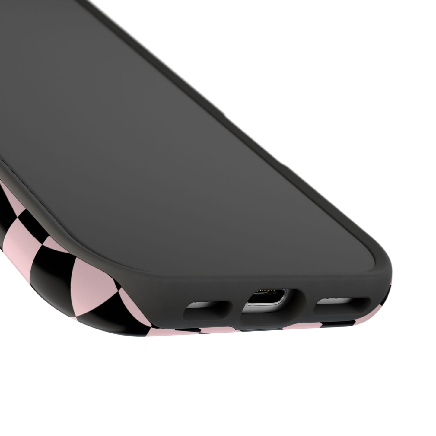 Pink & Black Wavy Checkered iPhone Case