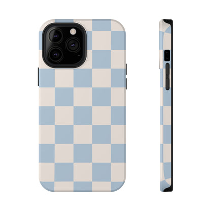 Light Blue & Beige Checkered iPhone Case