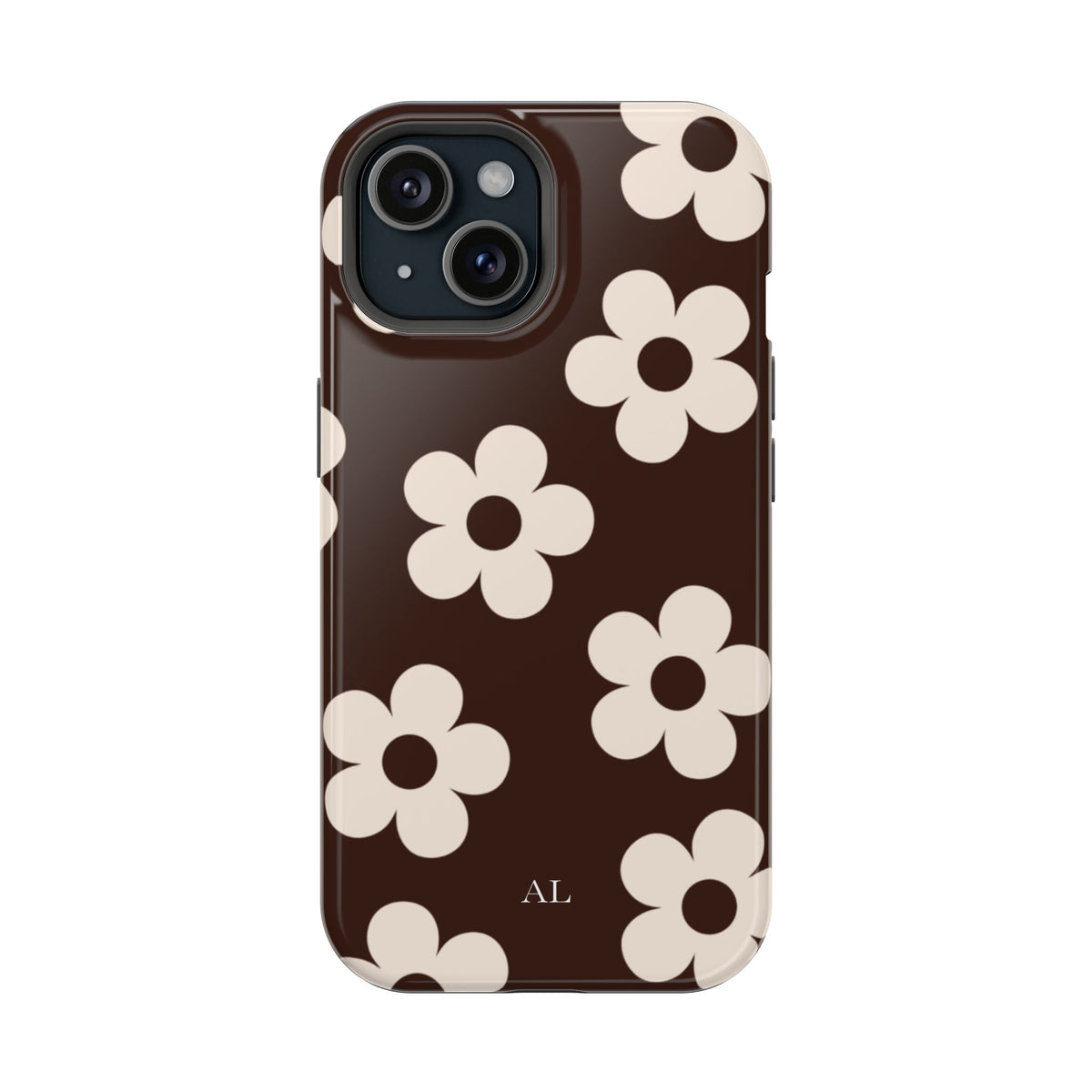 Custom Initials Cocoa Flowers iPhone Case