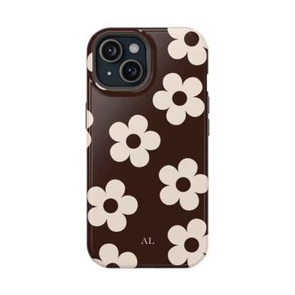 Custom Initials Cocoa Flowers iPhone Case