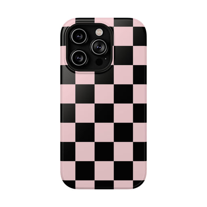 Pink & Black Checkered iPhone Case