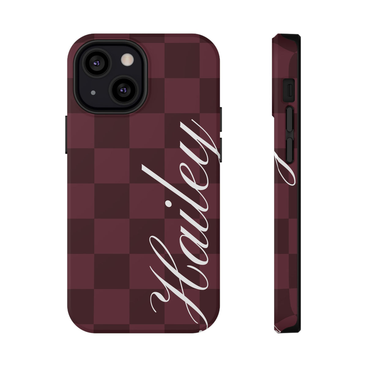 Custom Burgundy Checkered iPhone Case