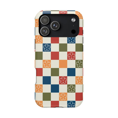 Vintage Flowers Checkered iPhone Case