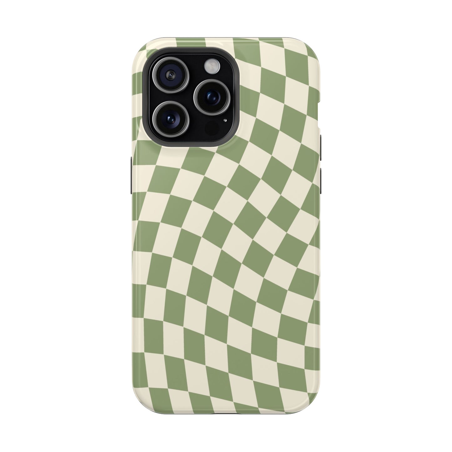 Green & Beige Wavy Checkered iPhone Case