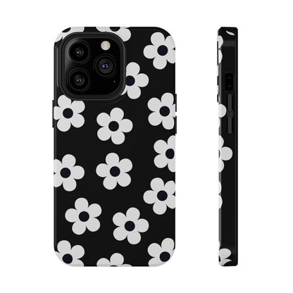 Black Retro Flowers iPhone Case