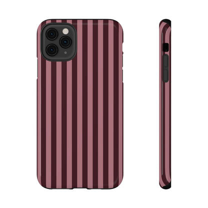 Burgundy & Pink Stripes iPhone Case