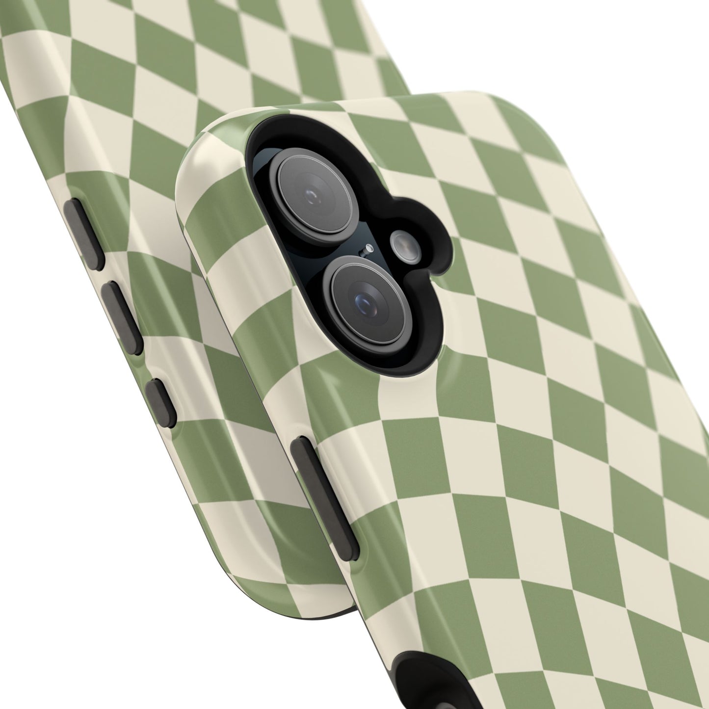 Green & Beige Wavy Checkered iPhone Case