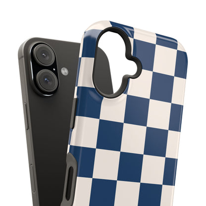 Navy & Beige Checkered iPhone Case