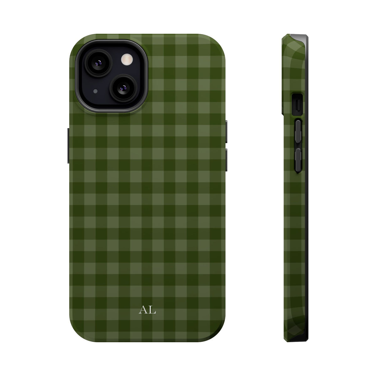 Custom Initials Green Gingham iPhone Case