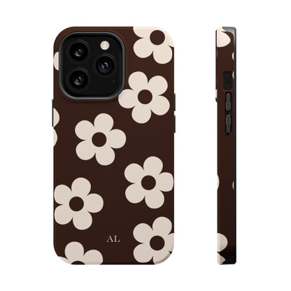 Custom Initials Cocoa Flowers iPhone Case