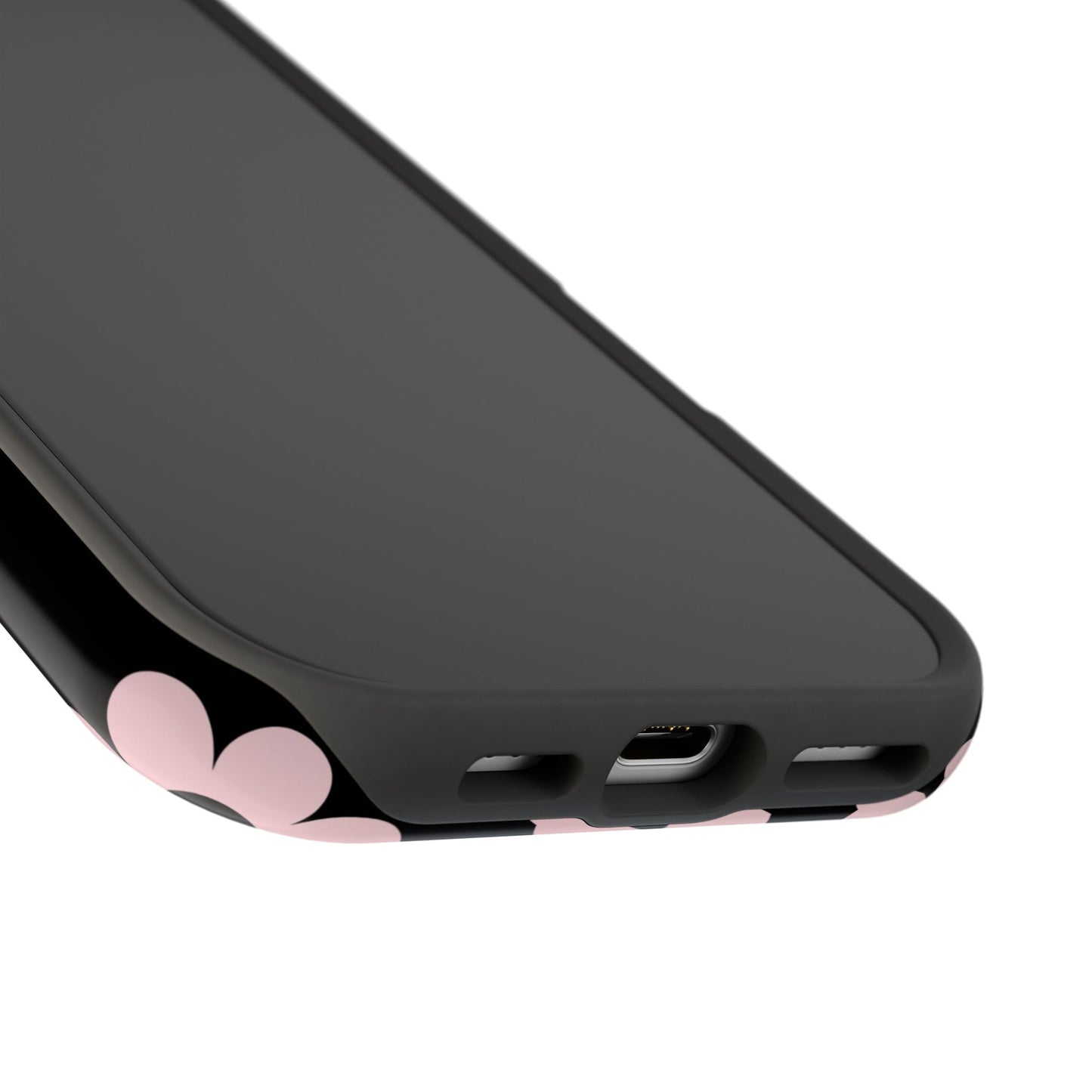 Black & Pink Retro Flowers iPhone Case