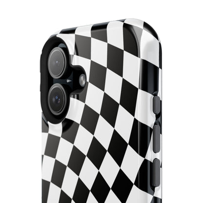 Black Wavy Checkered iPhone Case
