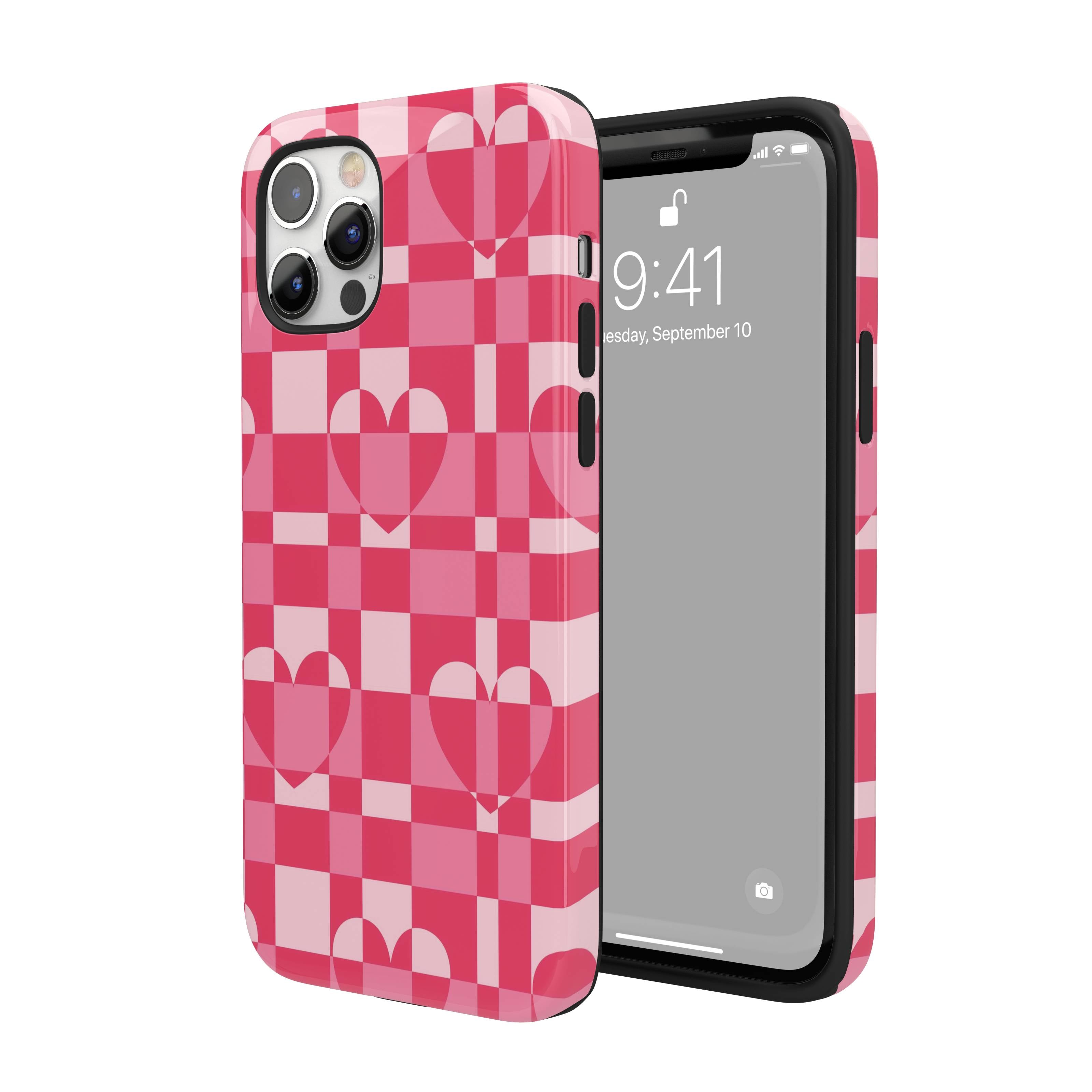 Hearts Checkered iPhone Case