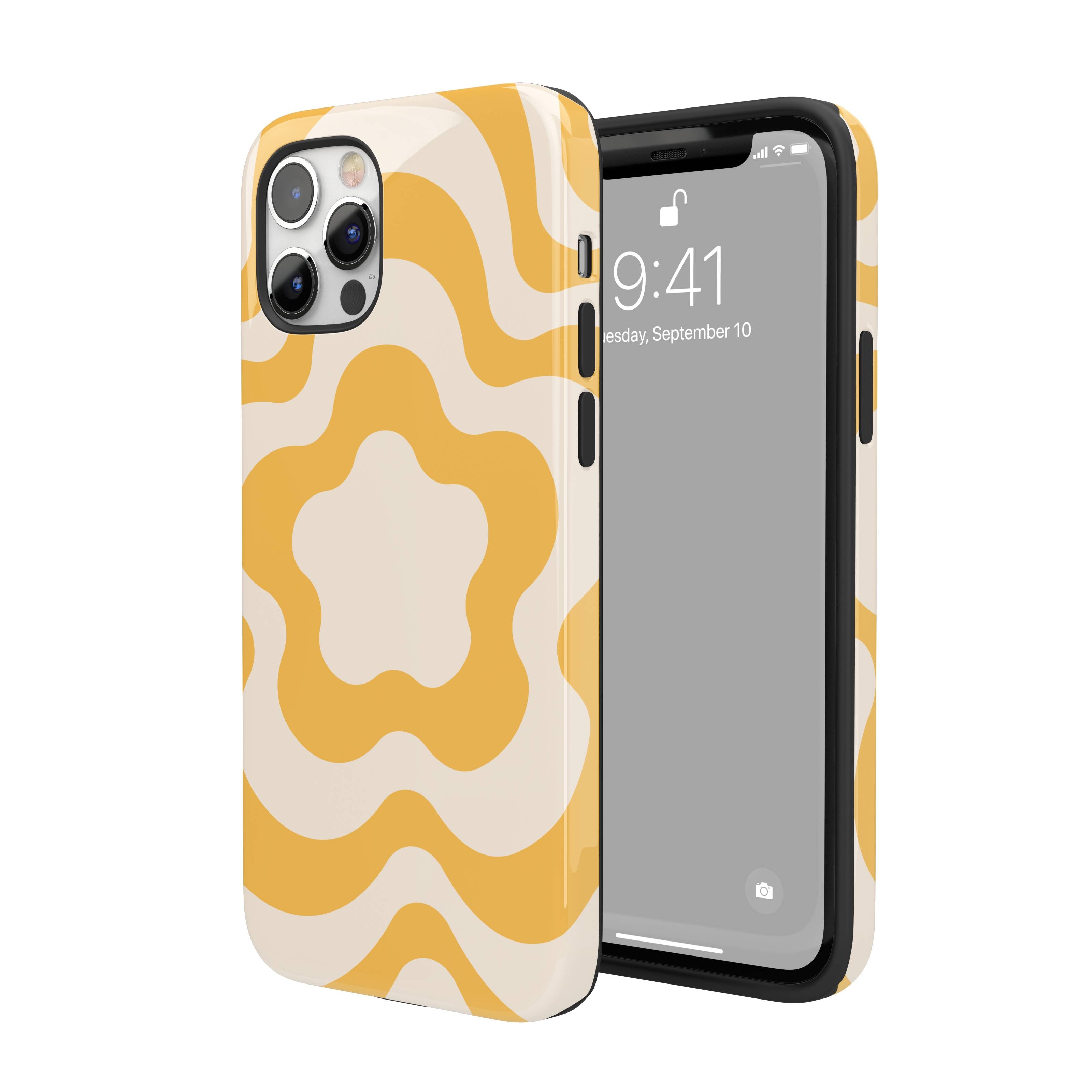 Yellow Retro Flowers iPhone Case