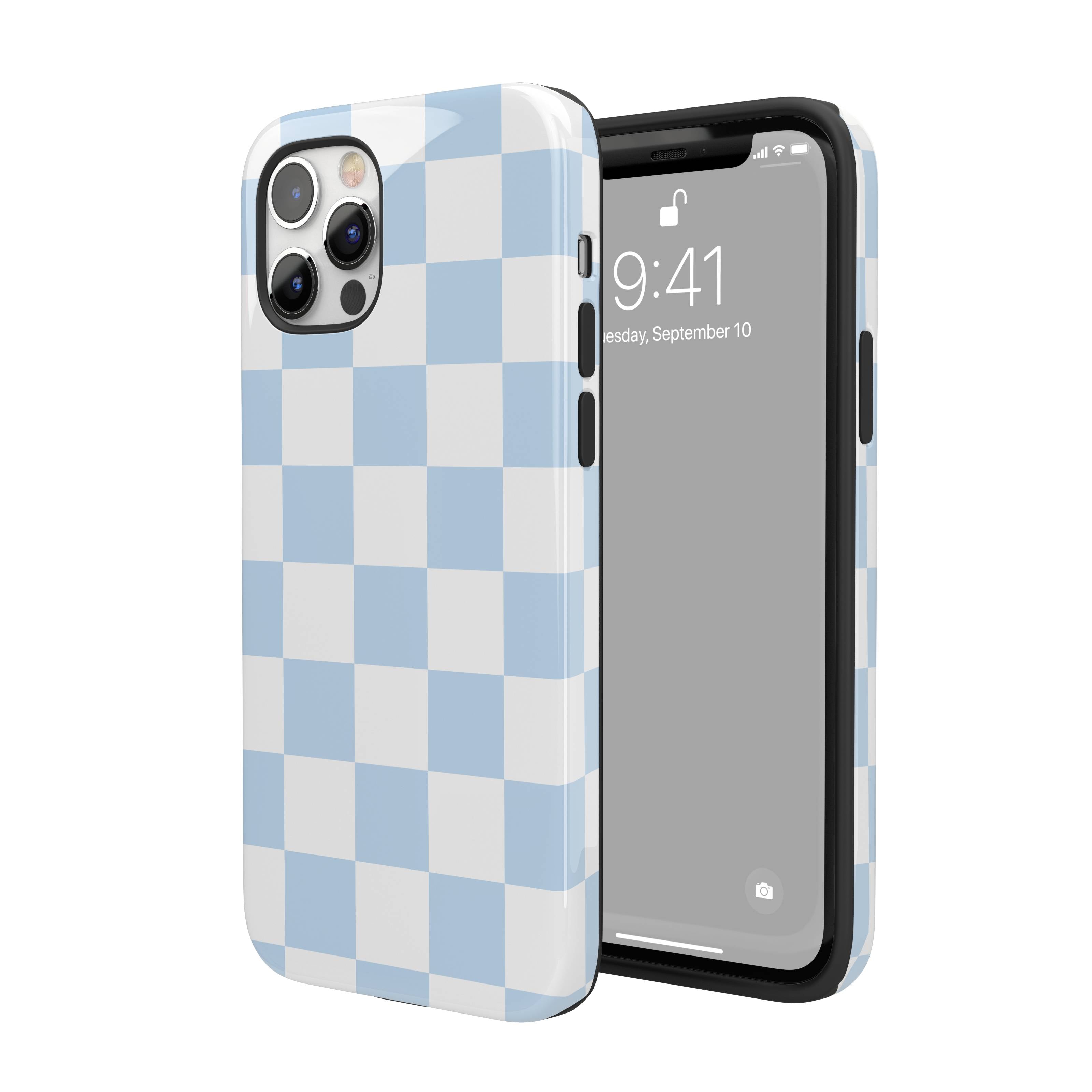 Pastel Blue Checkered iPhone Case