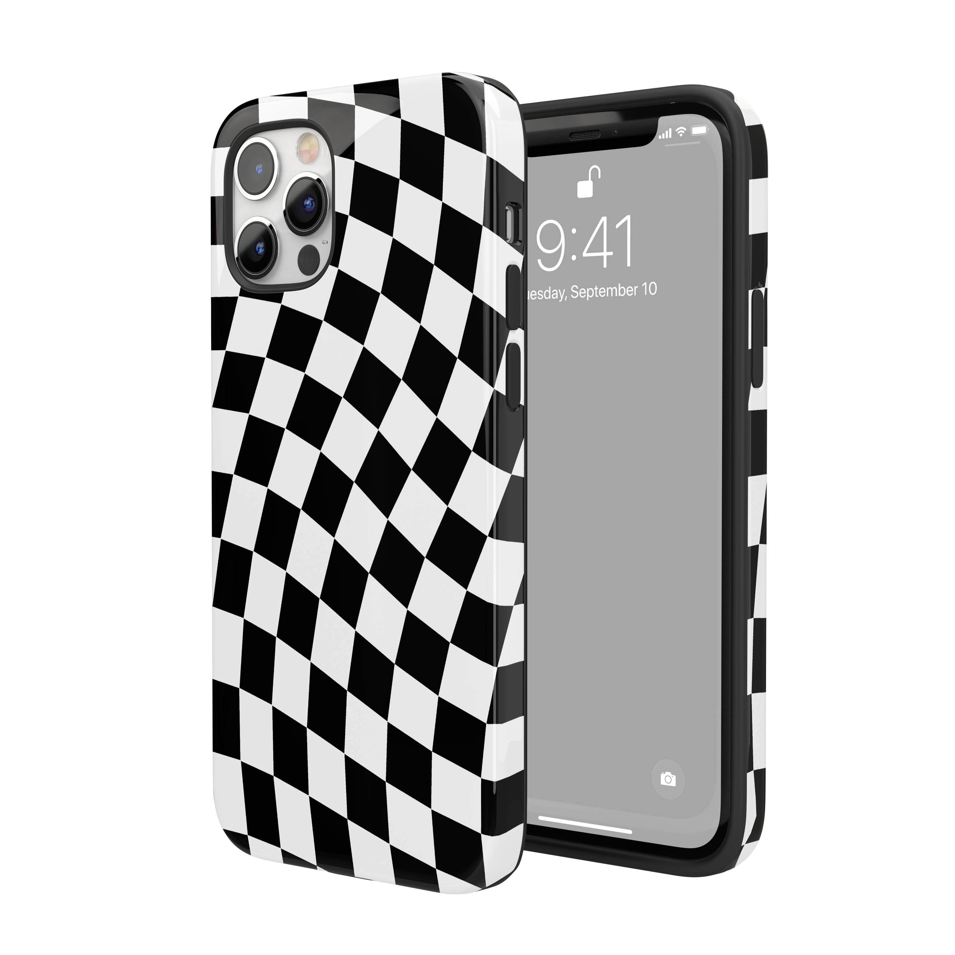 Black Wavy Checkered iPhone Case
