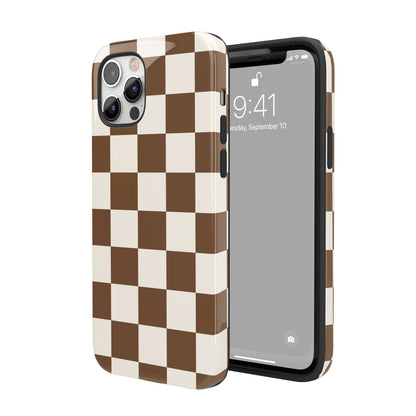 Brown Checkered iPhone Case