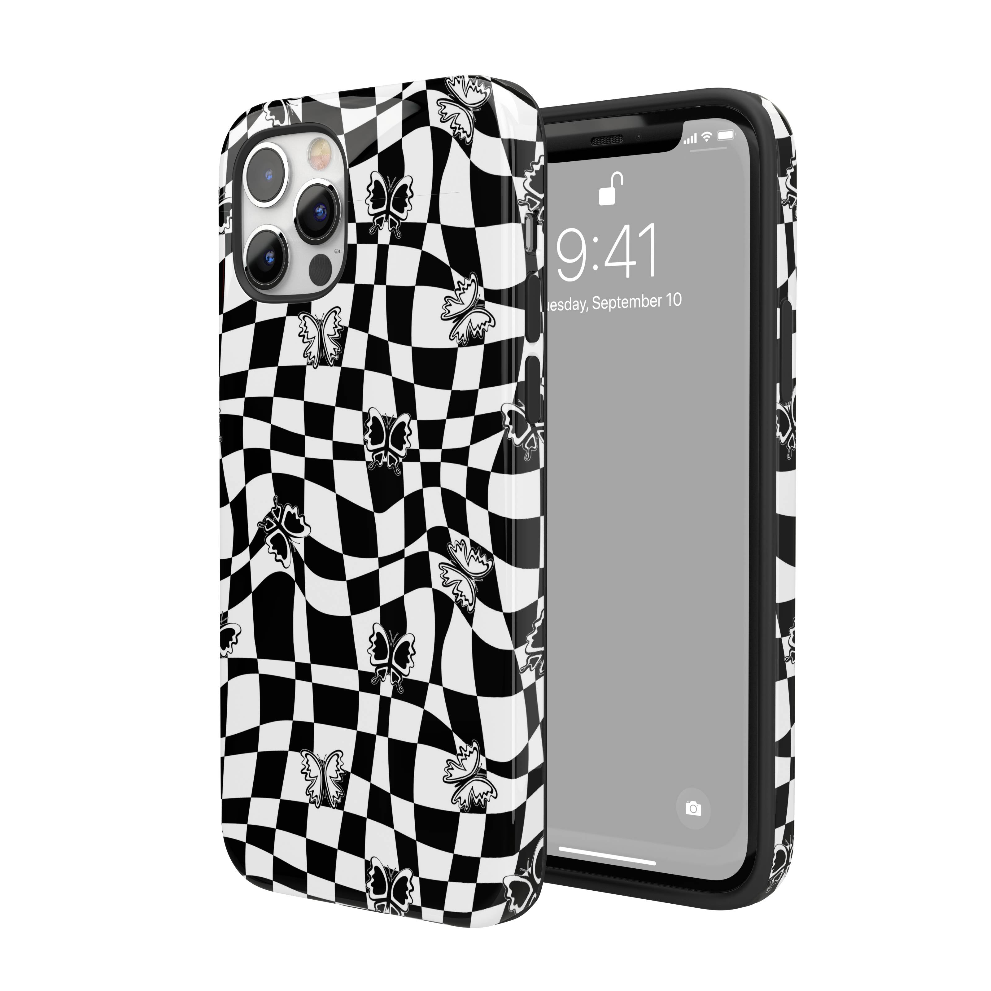 Butterfly Wavy Checkered iPhone Case