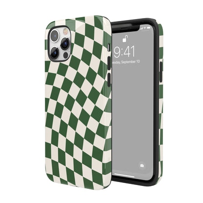 Green Wavy Checkered iPhone Case