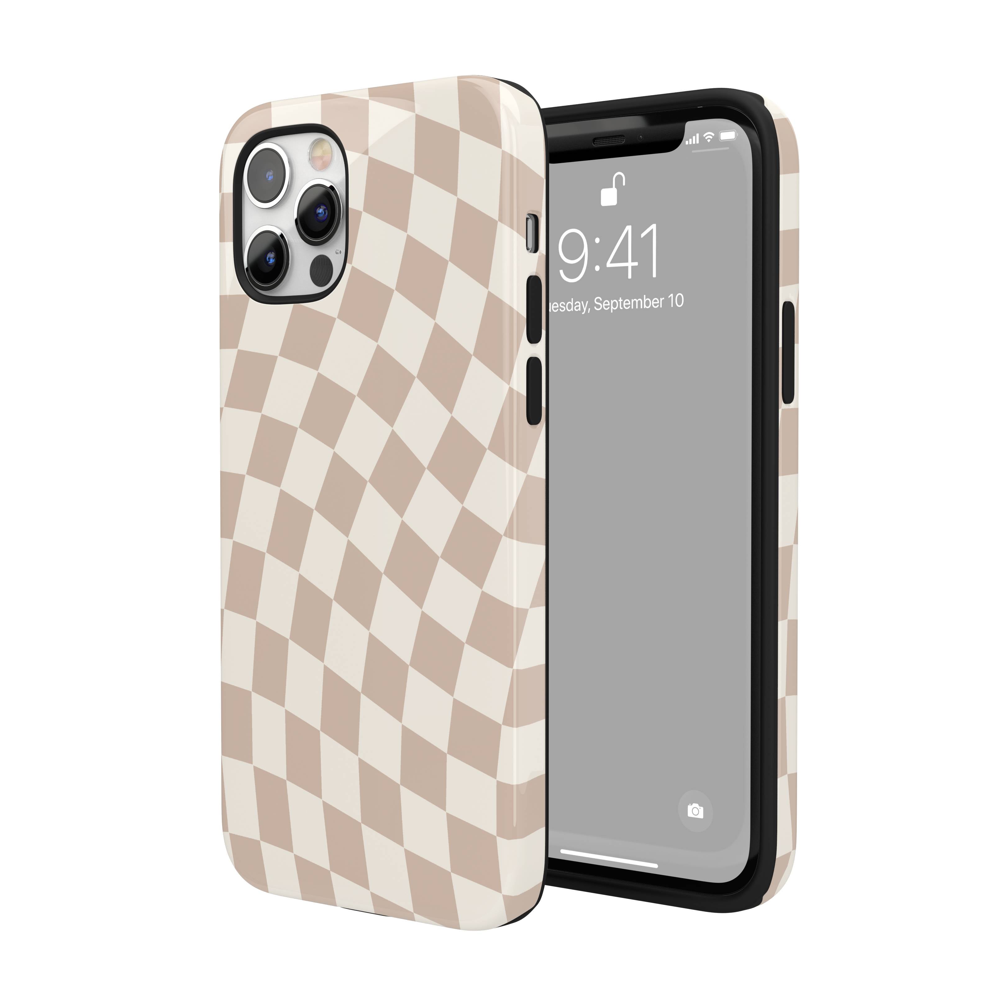 Neutral Wavy Checkered iPhone Case
