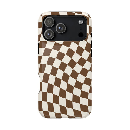 Brown Wavy Checkered iPhone Case