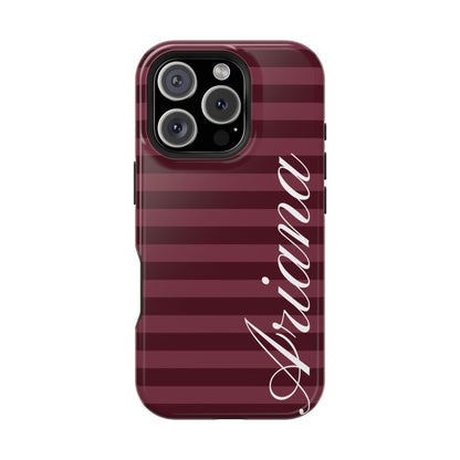 Custom Burgundy Classic Striped iPhone Case