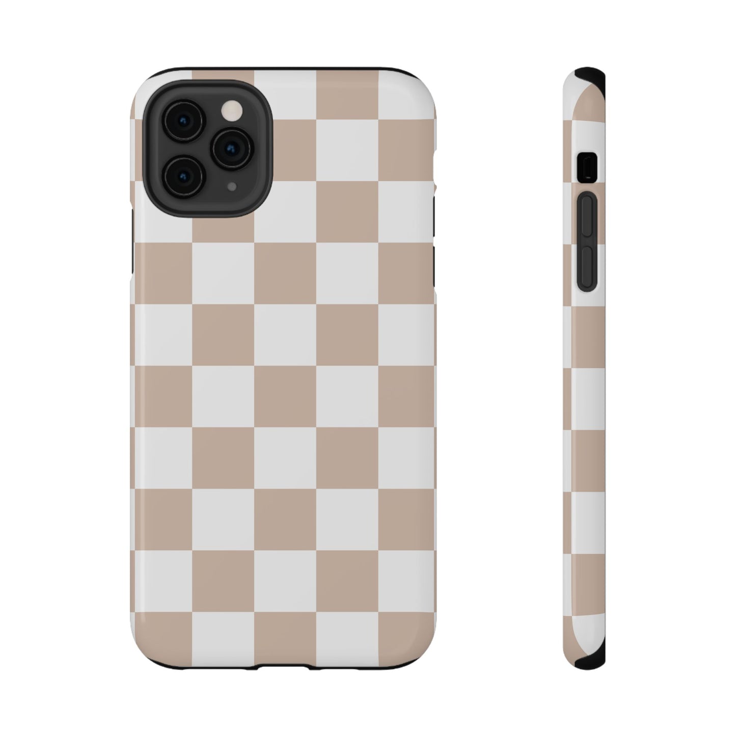 Beige & White Checkered iPhone Case