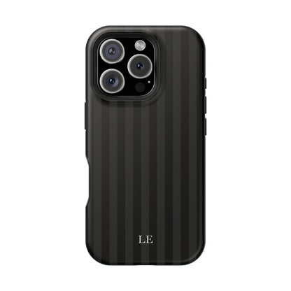 Custom Initials Black Stripes iPhone Case