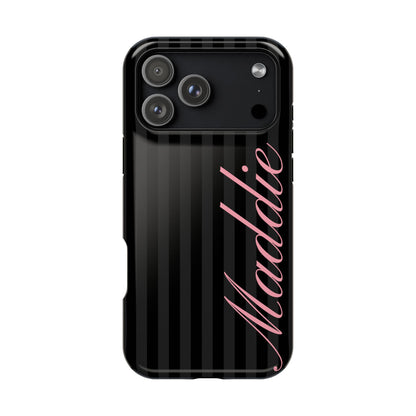Custom Pink Black Stripes iPhone Case