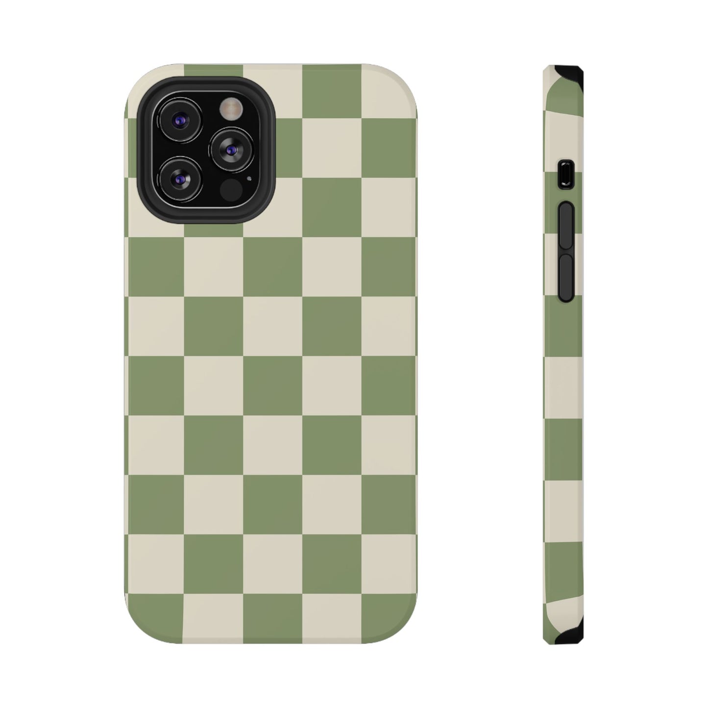 Green & Beige Checkered iPhone Case