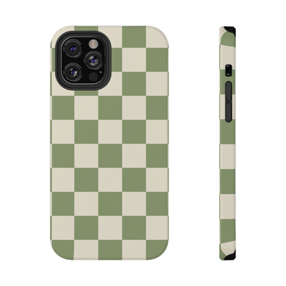 Green & Beige Checkered iPhone Case