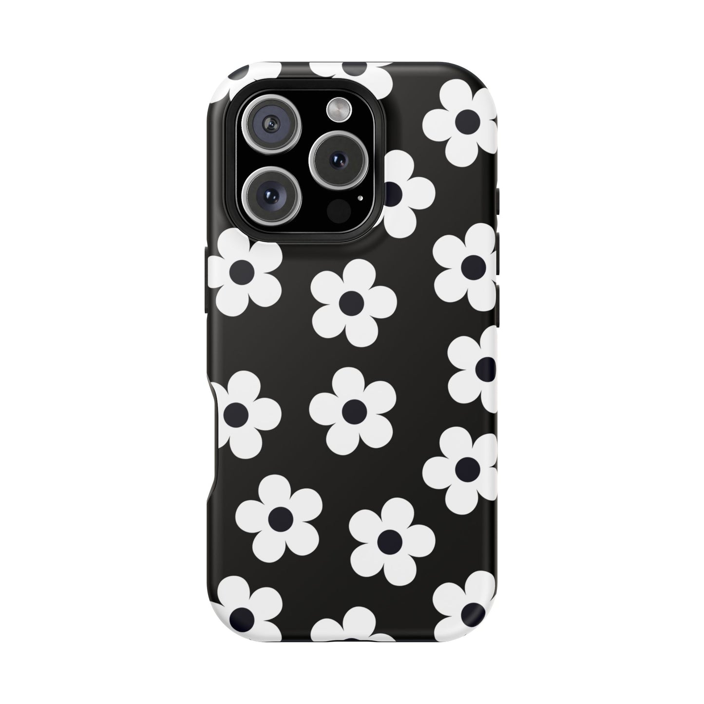 Black Retro Flowers iPhone Case