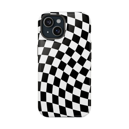 Black Wavy Checkered iPhone Case