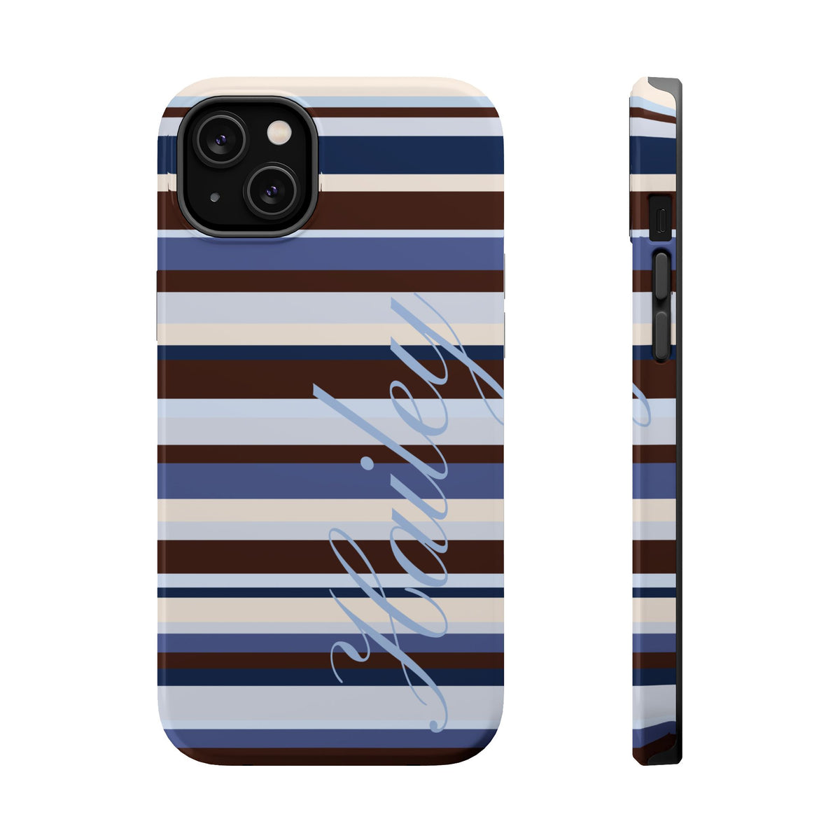 Custom Blueberry Mocha Stripes iPhone Case