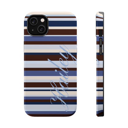 Custom Blueberry Mocha Stripes iPhone Case