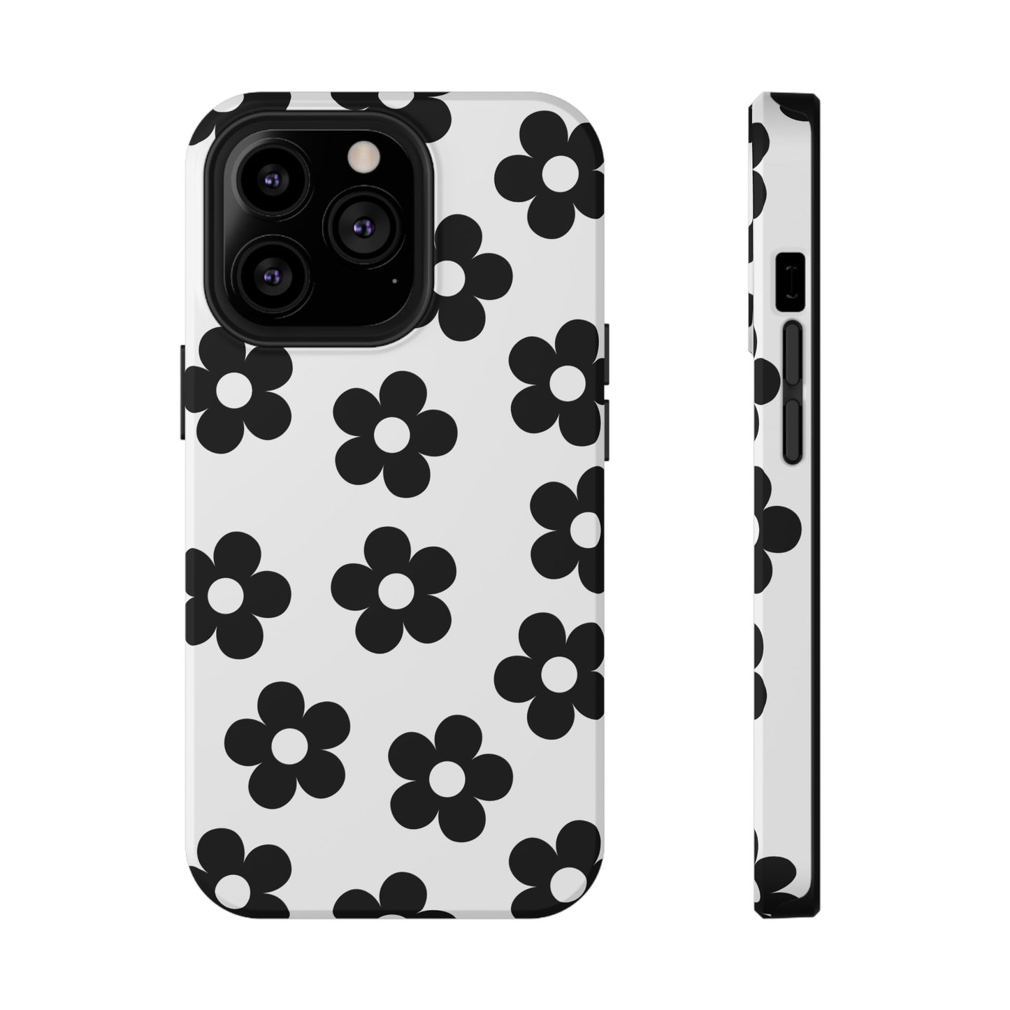 White Retro Flowers iPhone Case