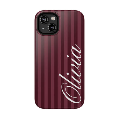 Custom Burgundy Stripes iPhone Case