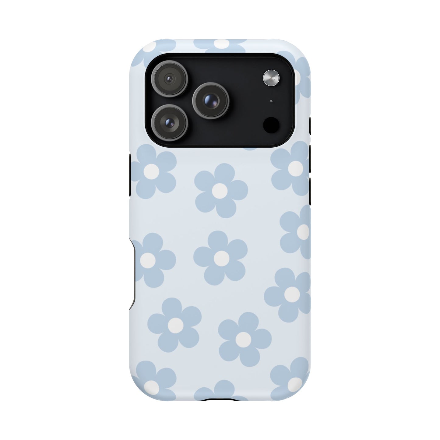 Light Blue Retro Flowers iPhone Case