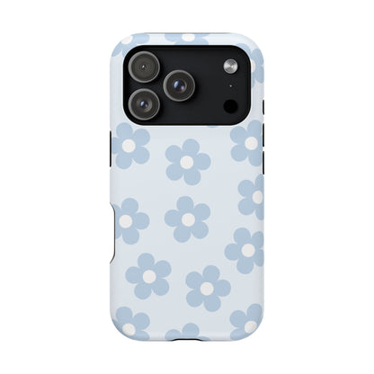 Light Blue Retro Flowers iPhone Case